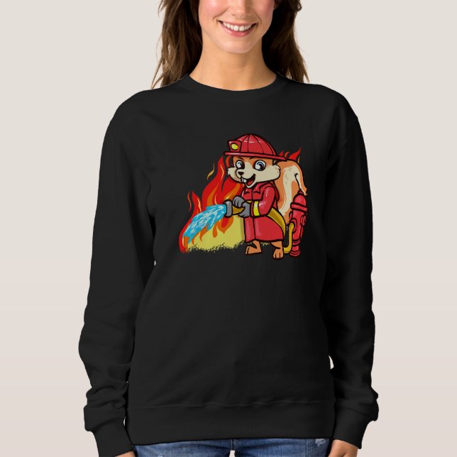 Firefighter Squirrel Funny Fire Fighter 911 Firema Sweatshirt (Front)