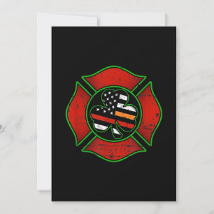 Firefighter St Patricks Day Irish American Flag Holiday Card