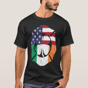 Firefighter St Patricks Day Irish American Flag Sh T-Shirt