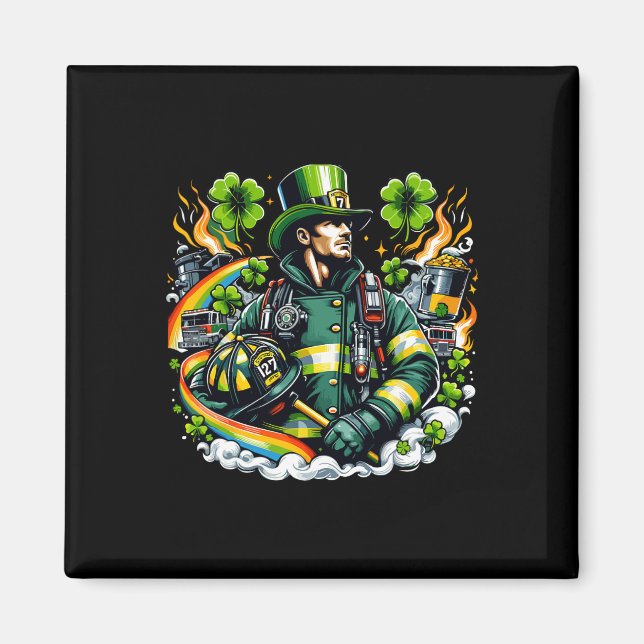 Firefighter St Patricks Day Men Fireman Fire Depar Magnet (Front)
