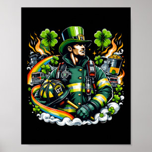 Firefighter St Patricks Day Men Fireman Fire Depar Poster
