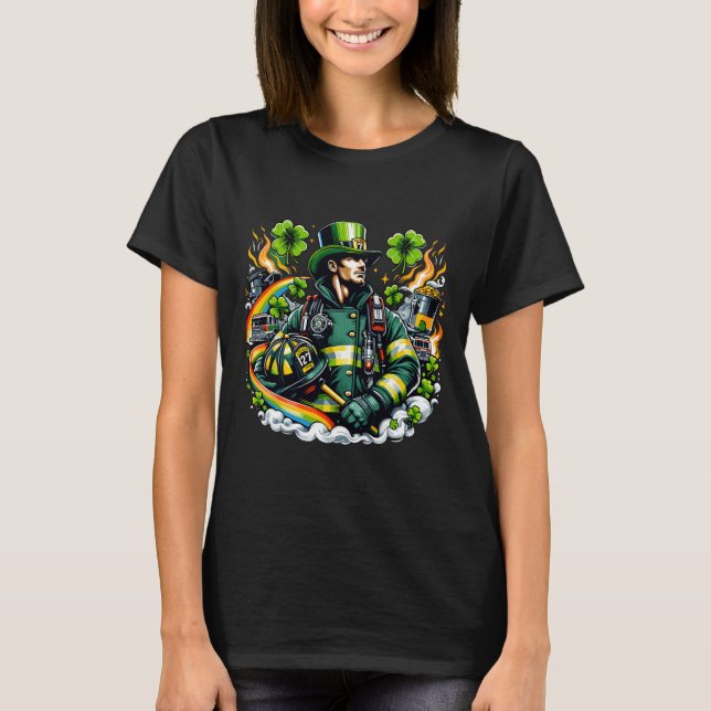 Firefighter St Patricks Day Men Fireman Fire Depar T-Shirt (Front)