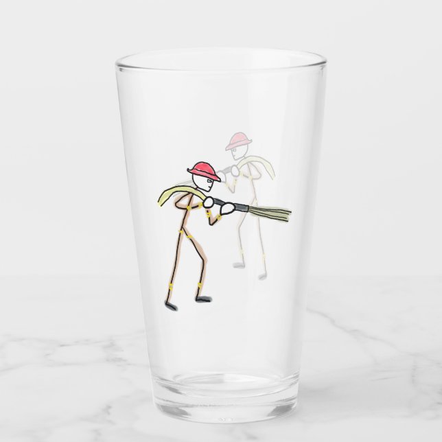 Firefighter Stickman Glass (Front)