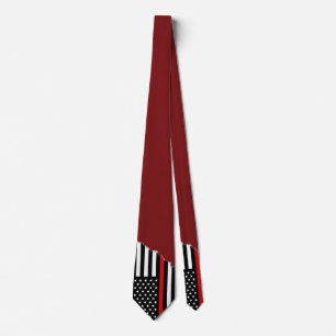 Firefighter Style Flag Maroon   Torn Out Look Tie