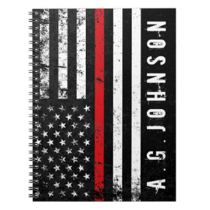 Firefighter Styled Distressed USA Flag Notebook