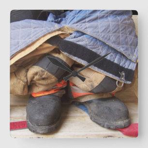 Firefighter Suit and Boots Wall Clock