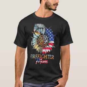 Firefighter Sunflower Firefighter Mum T-Shirt