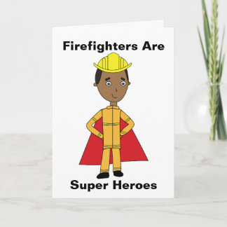 Firefighter Super Heroes Black Thanks Personalise Card