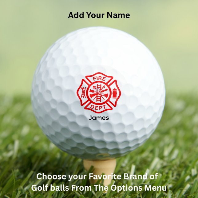 Firefighter Symbol Fireman Logo Custom Name Golf Balls (Firefighter Symbol Fireman Logo Custom Name Golf Balls)