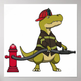 FIREFIGHTER T-REX DINOSAUR POSTER DESIGN DOWNLOAD