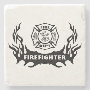 Firefighter Tattoo Stone Coaster