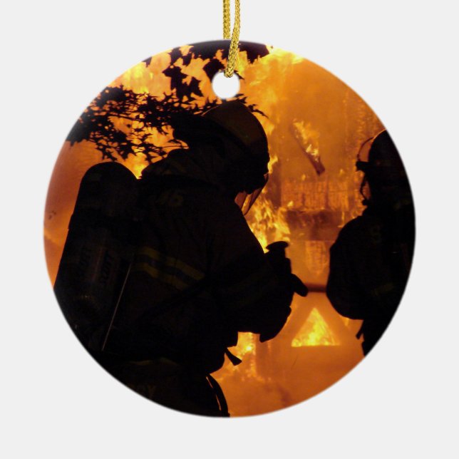 Firefighter Team Ceramic Tree Decoration (Front)