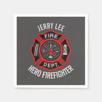 Firefighter Text Name Personalised Napkin