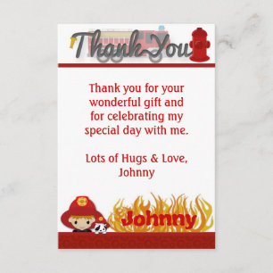 FIREFIGHTER Thank You 3.5"x5" (FLAT style) FF01D Card