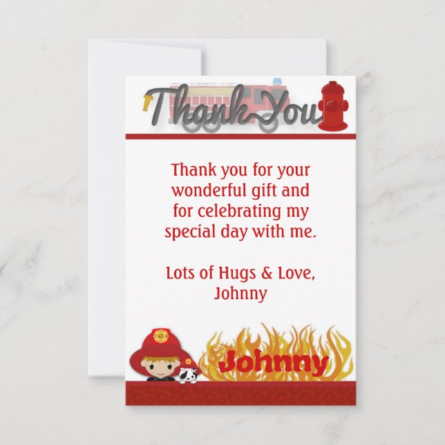 FIREFIGHTER Thank You 3.5"x5" (FLAT style) FF01D Card (Front)
