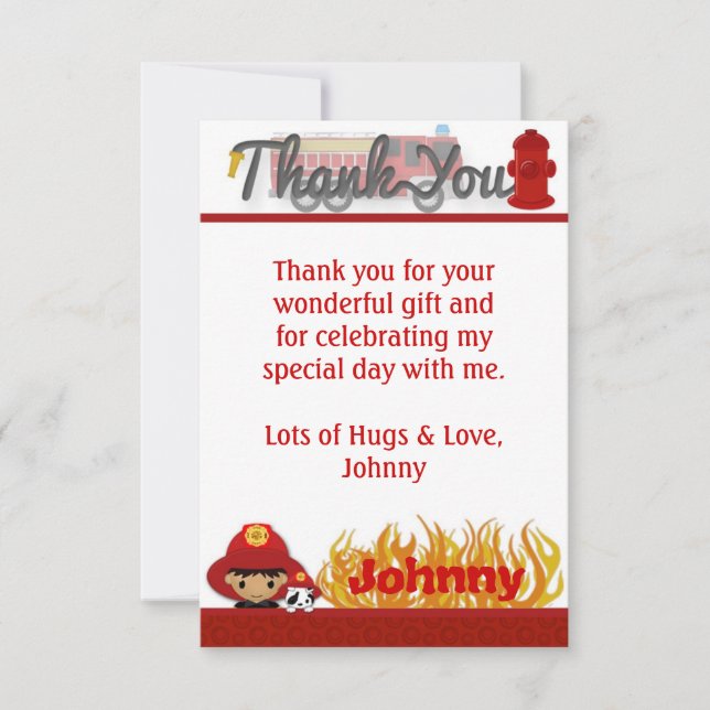 FIREFIGHTER Thank You 3.5"x5" (FLAT style) FF02B Card (Front)
