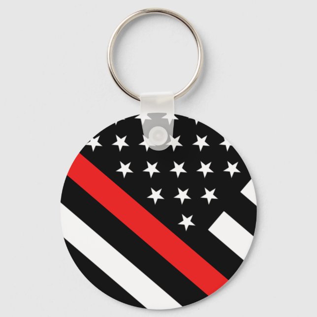 Firefighter - The Thin Red Line Flag Key Ring (Front)