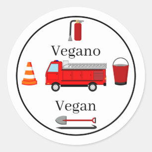 Firefighter Theme Bilingual Birthday Boy Vegan Classic Round Sticker