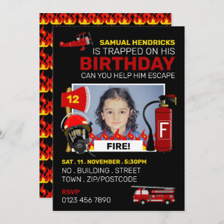 Firefighter Themed Escape Room, Birthday Party Invitation
