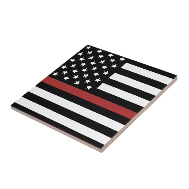 Firefighter Thin Red Line America Flag Fire Rescue Tile (Side)