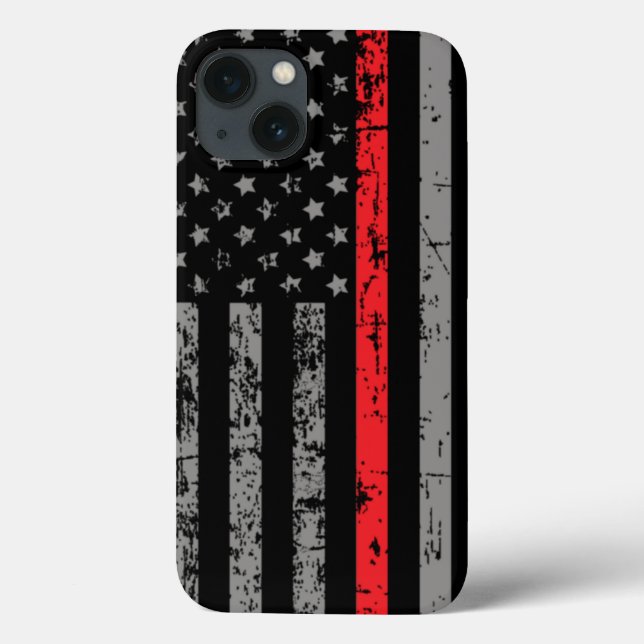 Firefighter Thin Red Line American Flag Fireman Case-Mate iPhone Case (Back)