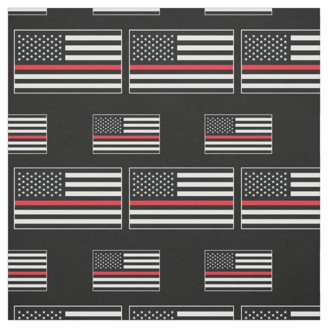 Firefighter Thin Red Line American Flag Fireman Fabric (Swatch)