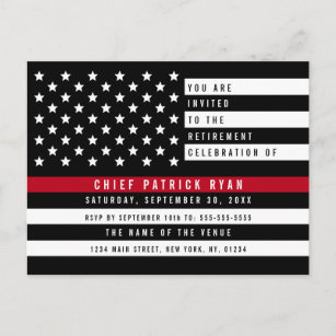 Firefighter Thin Red Line American Flag Retirement Postcard