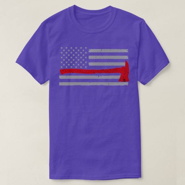 Firefighter Thin Red Line Axe T-Shirt (Design Front)