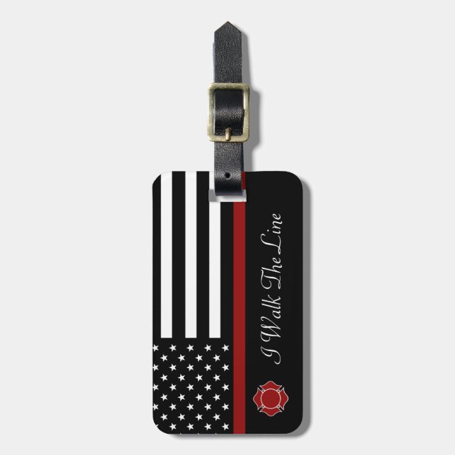 Firefighter Thin red Line Customisable Luggage Tag (Front Vertical)