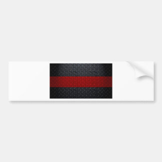 Firefighter Thin Red Line Diamond Plate Bumper Sticker