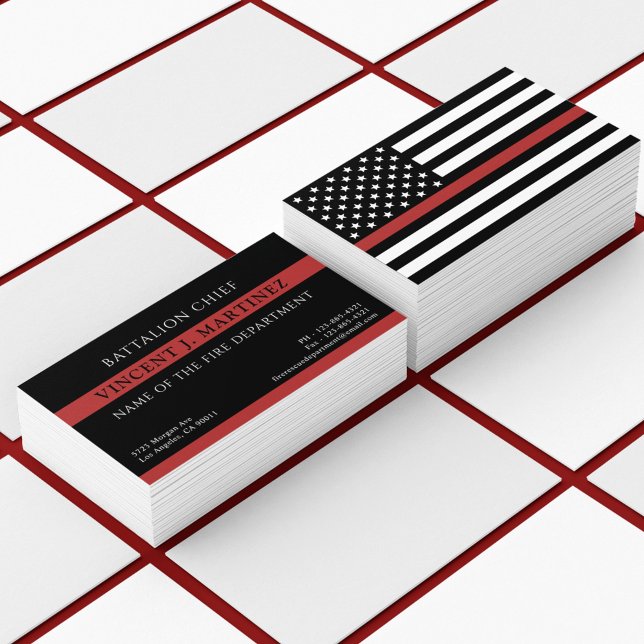 Firefighter Thin Red Line Fire Rescue Department Business Card (Creator Uploaded)