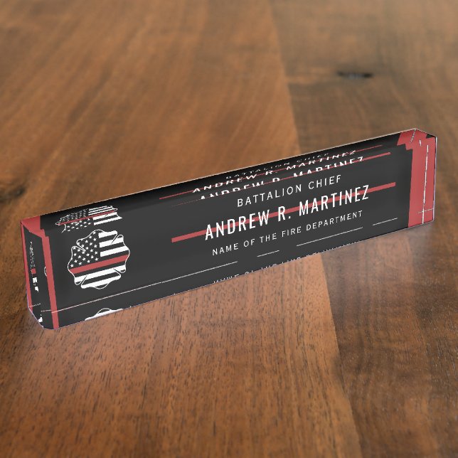 Firefighter Thin Red Line Fire Rescue Department Nameplate (Side)