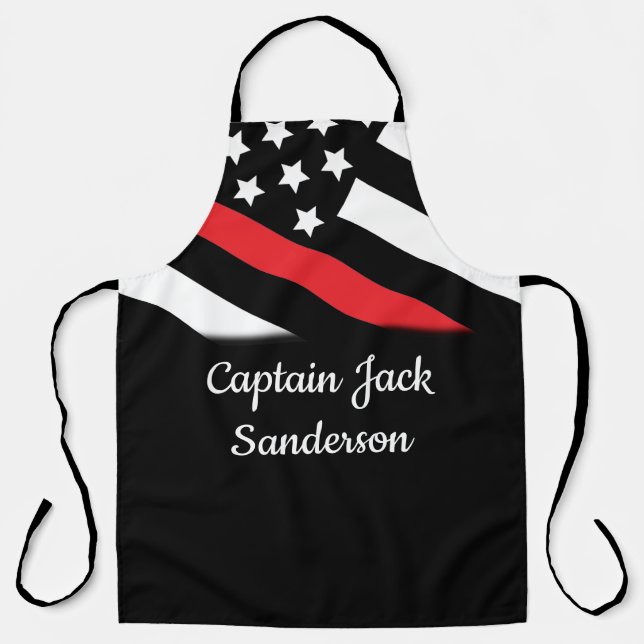 Firefighter Thin Red Line  Fireman Patriotic Flag Apron (Front)