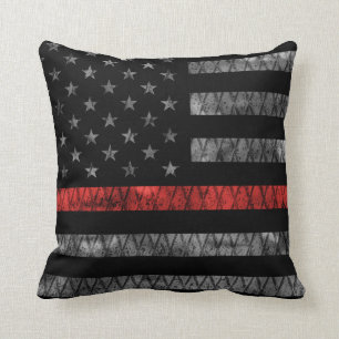 Firefighter Thin Red Line Flag Cushion