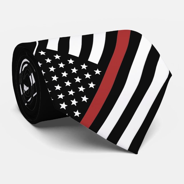 Firefighter Thin Red Line Flag Fire Department Tie (Rolled)