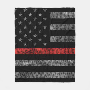 Firefighter Thin Red Line Flag Fleece Blanket