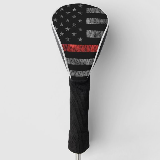 Firefighter Thin Red Line Flag Golf Head Cover (Front)