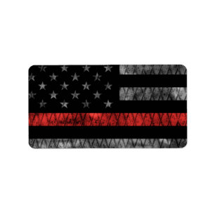 Firefighter Thin Red Line Flag Label