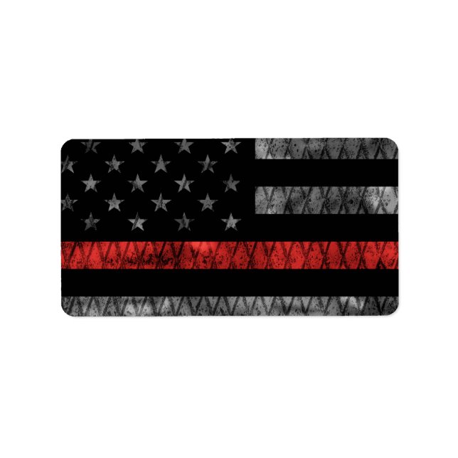 Firefighter Thin Red Line Flag Label (Front)