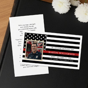 Firefighter Thin Red Line Flag Photo Prayer Card