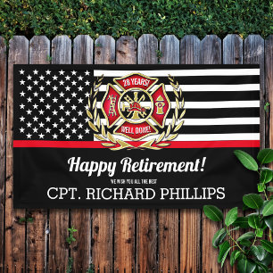 Firefighter Thin Red Line Flag Retirement Party Banner
