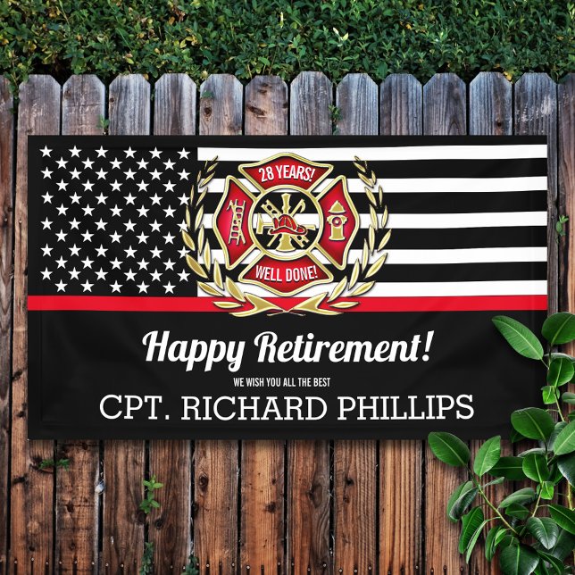 Firefighter Thin Red Line Flag Retirement Party Banner (Creator Uploaded)