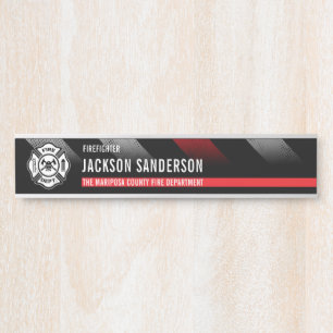 Firefighter Thin Red Line Logo Fire Department Door Sign