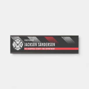 Firefighter Thin Red Line Logo Fire Department Door Sign