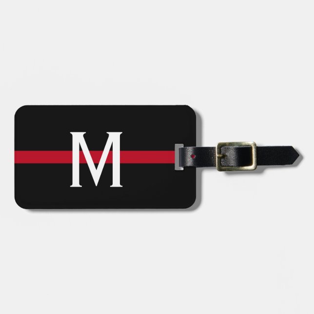 Firefighter Thin Red Line Monogram Luggage Tag (Front Horizontal)