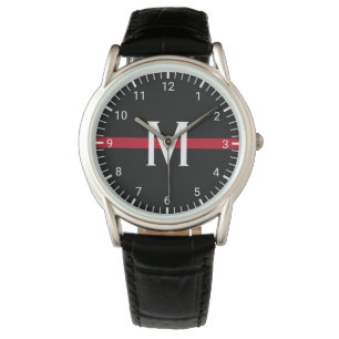 Firefighter Thin Red Line Monogrammed Initial Watch
