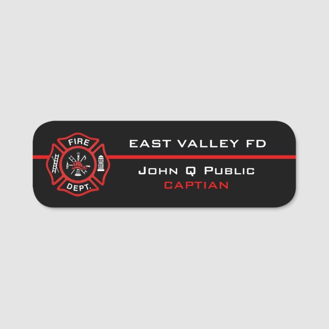 Firefighter Thin Red Line Name Tag (Front)