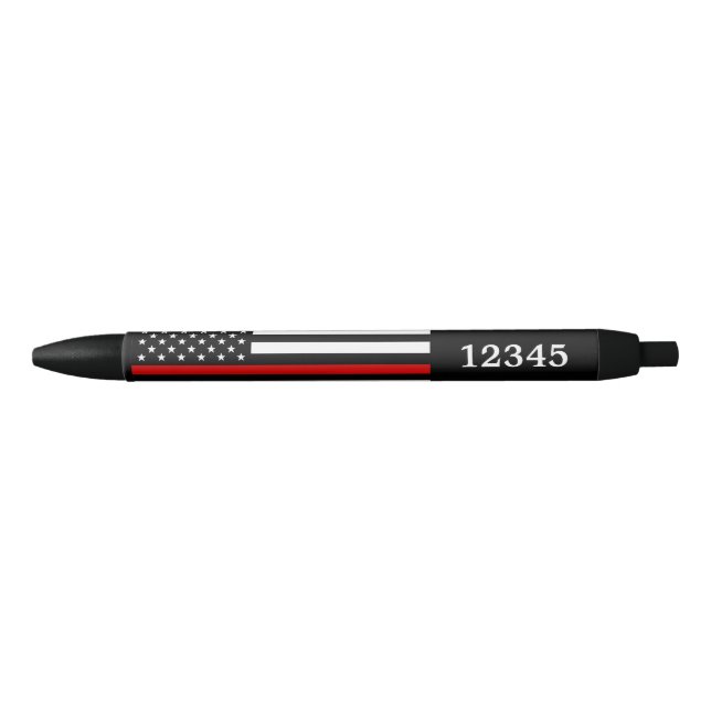  Firefighter Thin Red Line Personalised Badge Black Ink Pen (Front)