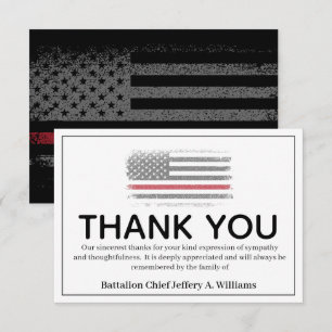 FireFighter Thin Red Line Thank You Bereavement Card