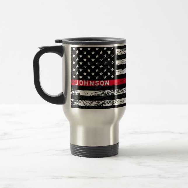 Firefighter Thin Red Line Travel Mug (Left)